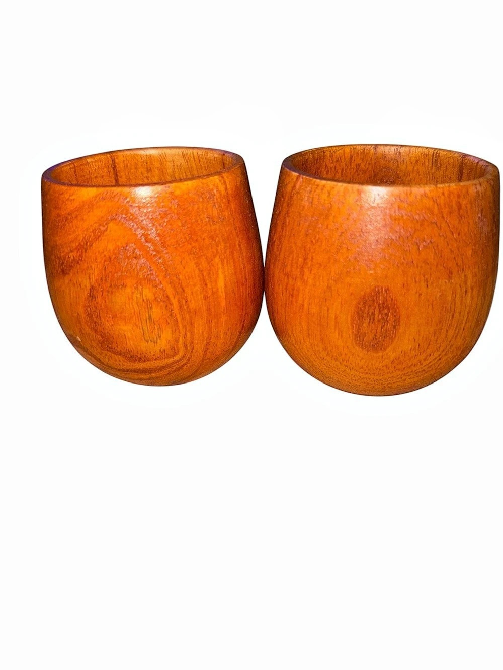 Set of 2 Vintage Wooden Bowls Mid Century Boho Rustic Decor